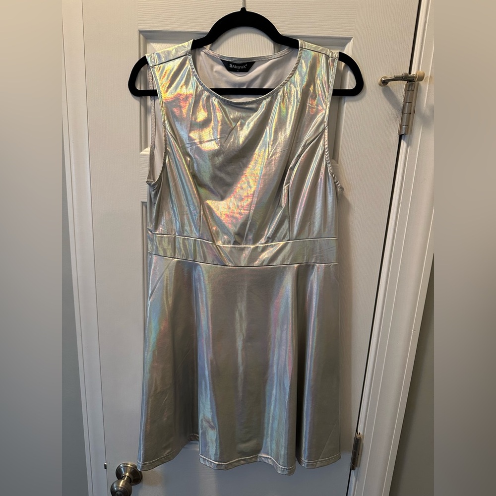 Allegra K Silver Shimmer Dress